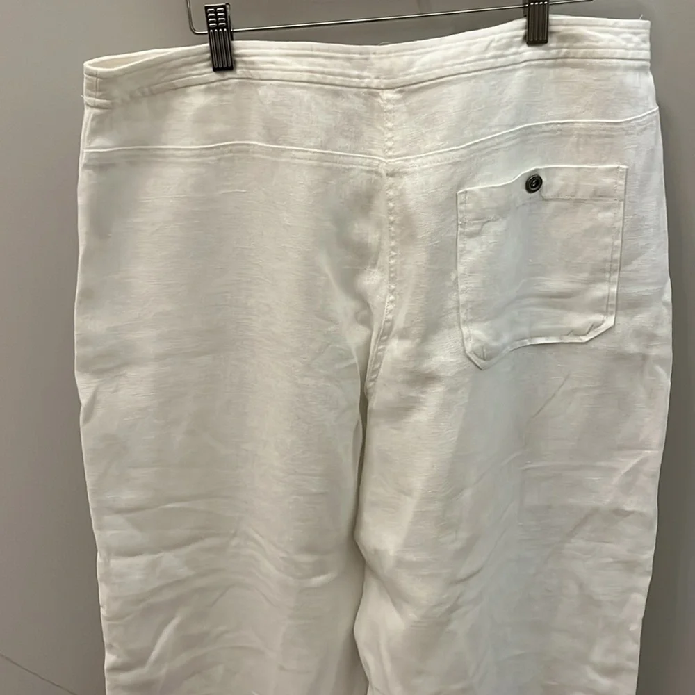Eileen Fisher Wide Leg Pants Organic Linen Cropped White Size 12 - Picture 6 of 12